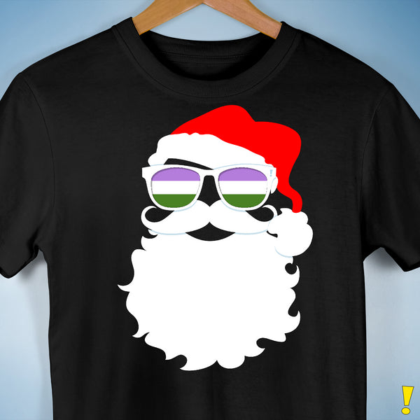 Santa’s Genderqueer Pride Flag Shades Premium Unisex T-Shirt - Black